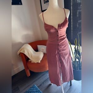 Hollister Midi Summer Cut-Out Salmon Dress